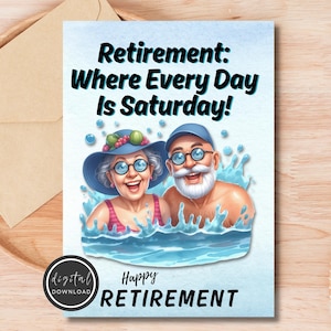 Funny Retirement Card Printable Greeting Card for Older Couple Digital Download for Retiring Together Couple - Print on your Own Card