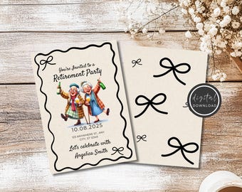 Retirement Party Invitation for her - Funny Old Ladies - Custom Printable Invitation - Digital Invitation - Editable Template Download