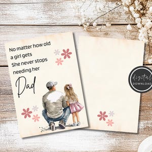 Druckbare Vatertagskarte von Tochter - Drucken Sie Ihre eigene Karte für Papa - Karte für Papa - Vater-Tochter-Karte - Download-Vatertagskarte