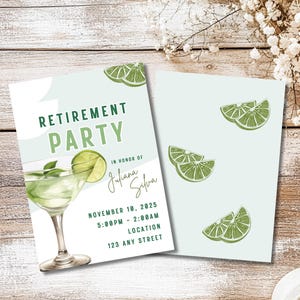 Retirement Party Invitation - Martini Drink Celebration - Custom Printable Invitation - Digital Invitation - Editable Template Download