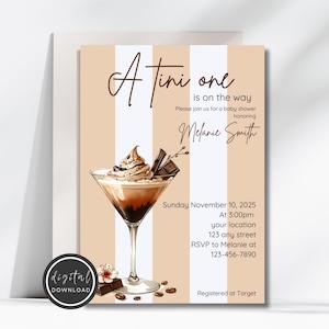 A Tini One Baby Shower Invitation, Espresso Martini Baby Shower Gender Neutral Baby Shower Cocktail Baby Shower Edit and Print on your Own