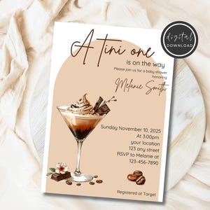 A Tini One Baby Shower Invitation Espresso Martini Baby Shower Gender Neutral Baby Shower Cocktail Baby Shower Edit and Print on your Own