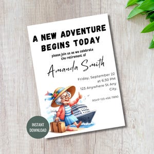 A New Adventure Begins Today Retirement Party Invitation Custom Printable Invitation - Digital Invitation - Editable Template Download