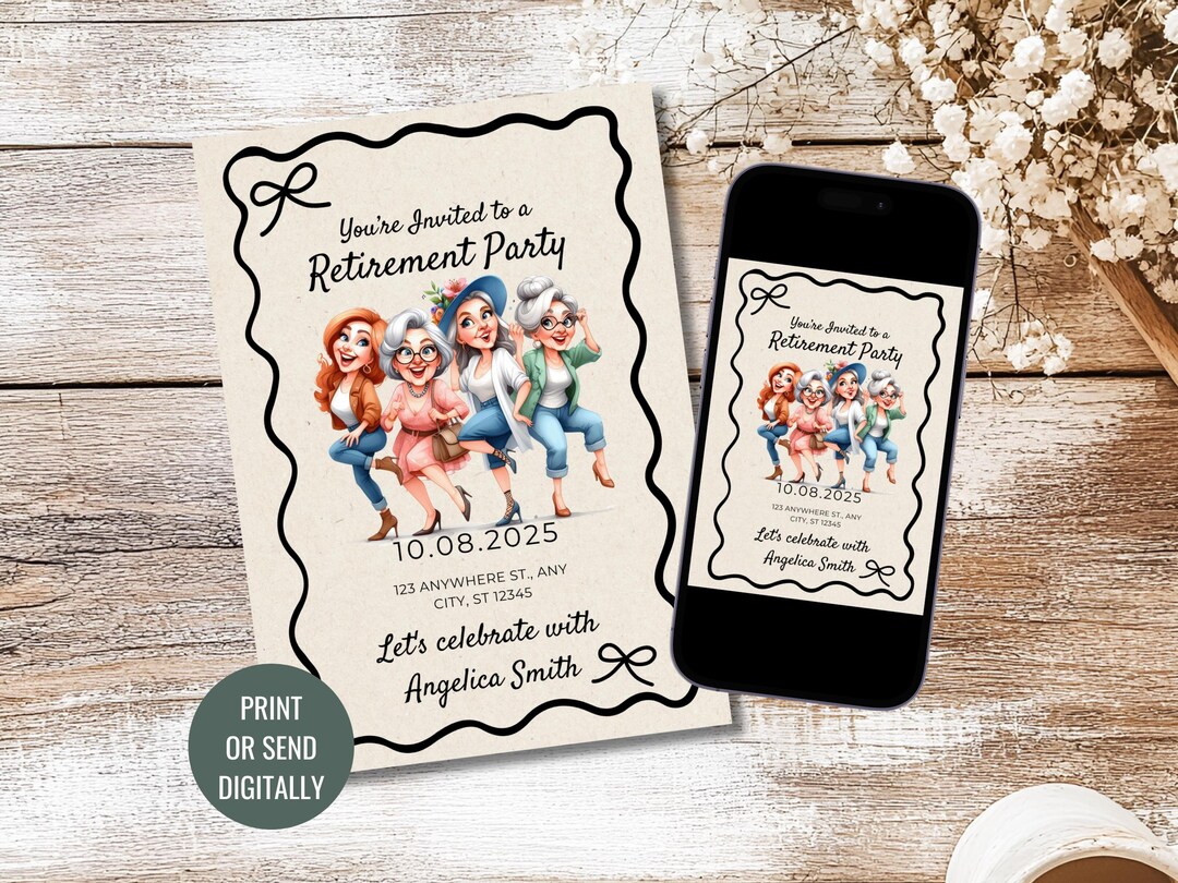 Retirement Party Invitation for Her - Ladies Night Retirement Custom ...