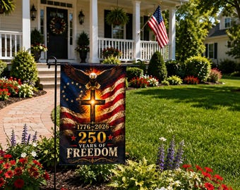 Christian Patriotic Garden Flag – America 250th Anniversary, Eagle Cross Yard Decor