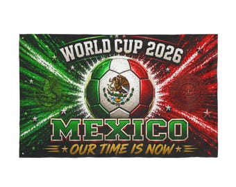Mexico World Cup 2026 Soccer Ball Flag | Vamos Mexico Fan Decor