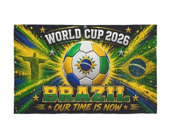 World Cup 2026 Brazil Soccer Ball Double Sided Flag | Our Time Is Now