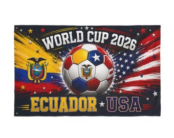 World Cup 2026 Ecuador USA Double Sided Flag | Soccer Ball, National Flags