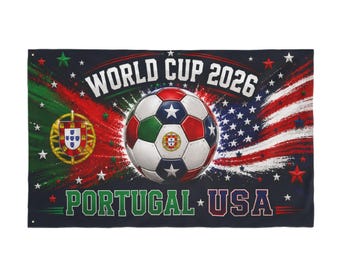 World Cup 2026 Soccer Ball Portugal USA Flag Double Sided Flag