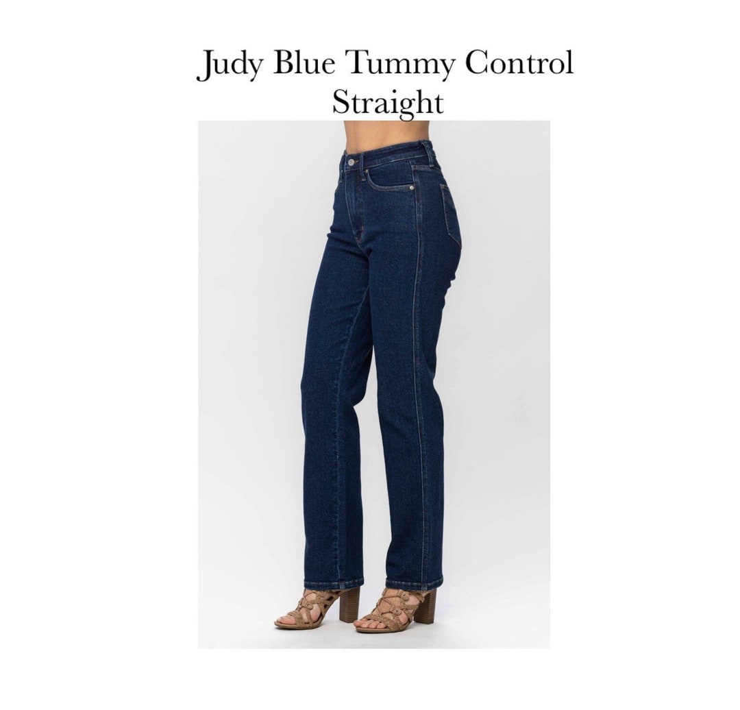 Judy Blue High Waist Tummy Control Classic Straight Jeans Etsy