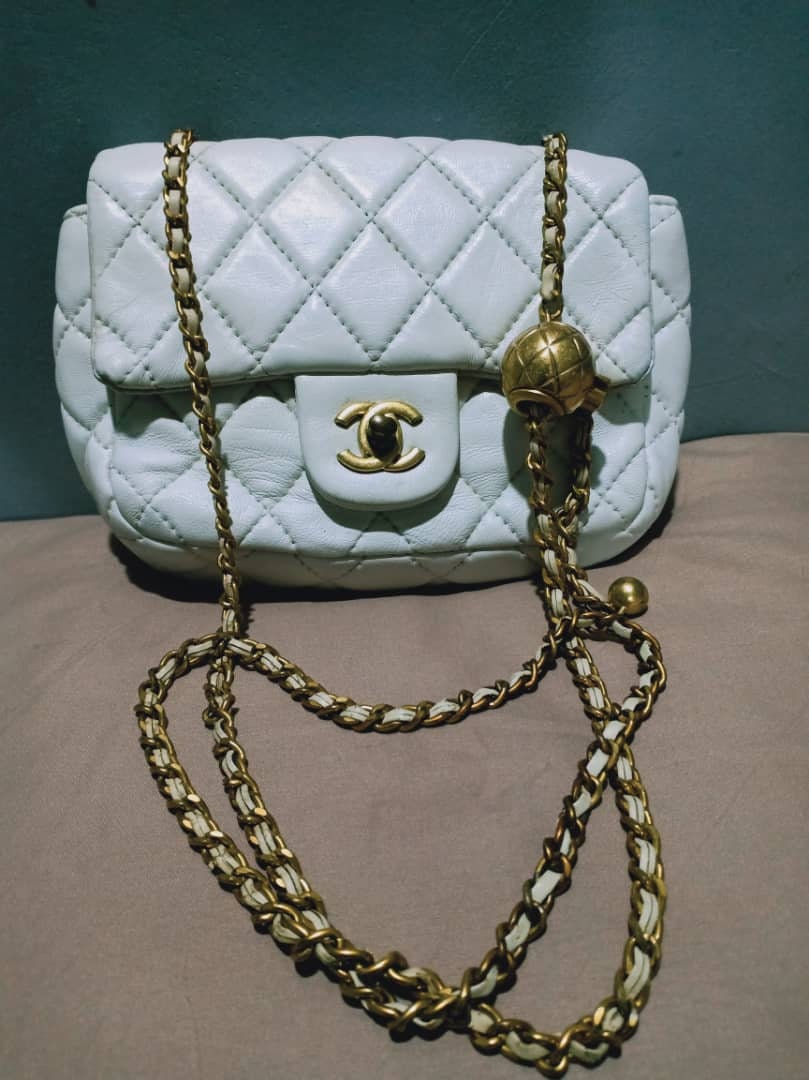 Chanel Classic Leather Pearl Crush Mini Golden Ball Handbag 