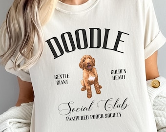 Camiseta fofa Comfort Colors® Goldendoodle Social Club para mães de cachorros, presente perfeito para amantes de cães, presente de aniversário para ela.