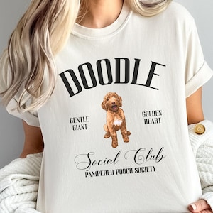 Cute Comfort Colors® Goldendoodle Social Club Dog Mom Tshirt, Doodle Gifts for Dog Lovers, Birthday Gift for Her