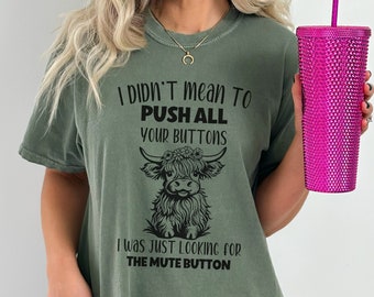 Divertente t-shirt oversize Comfort Colors® con mucca delle Highlands, regalo di compleanno per lei, regali a tema mucca per la mamma, maglietta con mucca delle Highlands, regali divertenti con animali da fattoria