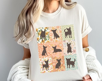 Camiseta para mamá chihuahua: Diseño floral con colores cómodos