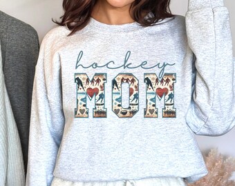 Sweatshirt hockeymoeder, gezellige oversized hoodie hockeymoeder, gamedag shirt cadeau voor moeder, sport moeder verjaardagscadeau voor haar, ijshockeycadeaus