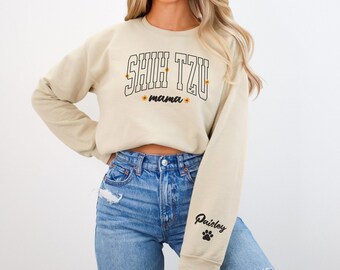 Sudadera personalizada para mamá de perro Shih Tzu, camiseta personalizada de Shih Tzu, lindos regalos para amantes de los perros, nuevos dueños de cachorros, acogedor regalo de cumpleaños para ella