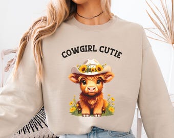 Bluza z nadrukiem Highland Cow Sunflower Cowgirl Cutie