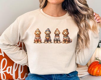 Cozy Goldendoodle Fall Sweatshirt, Autumn Doodle Dog Mom Shirt, Gift for Dog Lovers, Cute Plus Size Fall Sweater for Puppy Owner
