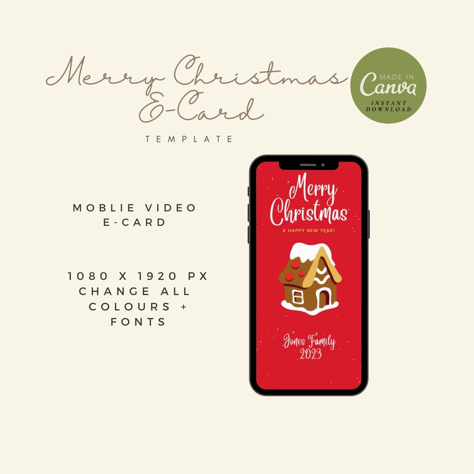 Editable Christmas INSTANT DOWNLOAD Animated Christmas Ecard Digital