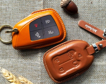 Custom Camo Leather Key Fob Cover for GM Duramax Sierra & Chevy Silverado - Handcrafted Keychain for Tahoe, Suburban, Acadia, Silverado