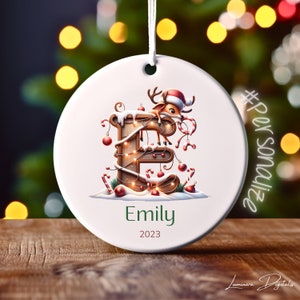 Ornamento de nome de letra - Ornamento de família 2024 - Ornamento inicial personalizado - Personalizado - Presente de Natal - Lembrança de família - Ornamento de monograma