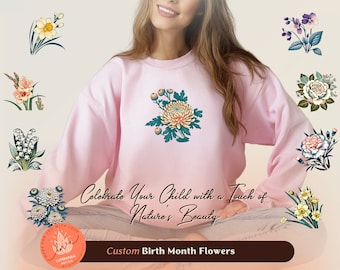 Custom Birth Month Sweatshirt, Birth Flower Sweater, Birth Flower Shirt, Grandma's Garden, Personalized Mom Gift Grandma Mother's Day Gift