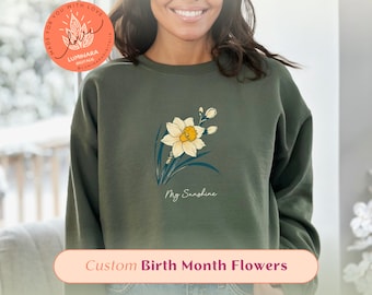 Custom Birth Month Sweatshirt, Birth Flower Sweater, Birth Flower Shirt, Grandma's Garden, Personalized Mom Gift Grandma Mother's Day Gift
