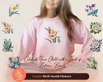 Custom Birth Month Sweatshirt, Birth Flower Sweater, Birth Flower Shirt, Grandma's Garden, Personalized Mom Gift Grandma Mother's Day Gift