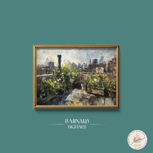 Digital Wall Art, Cityscape Rooftop Garden Print - Urban Oasis Art 135 Unframed Home Decor