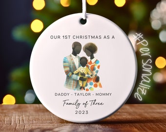 Family of Three Christmas Ornament - Family of 3 - Family Ornament - Personalized Baby's First Christmas Ornament, First Christmas Ornament