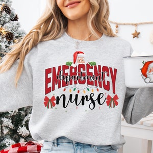 ER Nurse Christmas Sweatshirt ER Christmas Nurse Sweater Emergency Department Nurse Shirt Holiday Nurse Xmas Gift For Nurse Santa Winter Tee