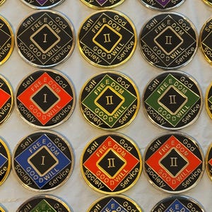 Narcotics Anonymous, Original 1991 NAWS, NA Medallion, Sobriety 1-5 Year Anniversary Coin, Recovery Token Gold/Silver