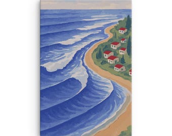 Classic Rincon | Santa Barbara, CA | Canvas Print | Vintage Style Surf Art | Coastal Print | Unframed