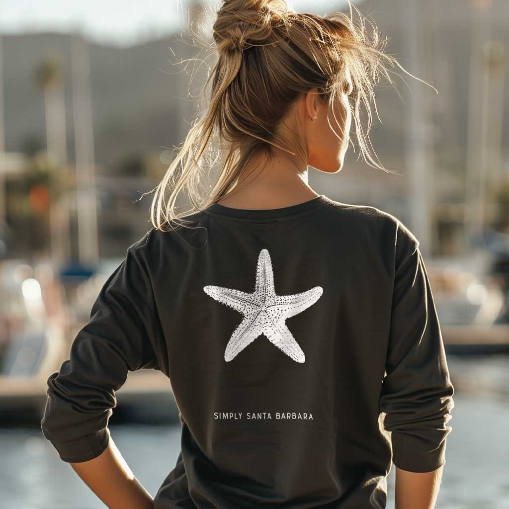 Starfish Santa Barbara - Modern Simply Santa Barbara Long Sleeve Fitted Crew (Back Print)