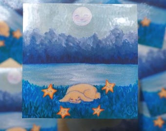 Whimsical Bunny Sticker: Waterproof Vinyl Gouache Illustration