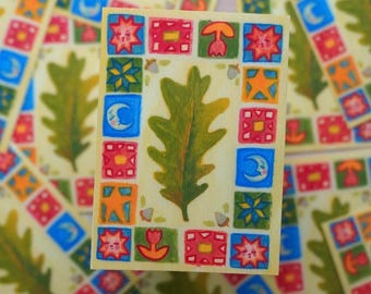 Waterproof Vinyl Sticker: Summer to Autumn Gouache Art, Cottagecore Decor