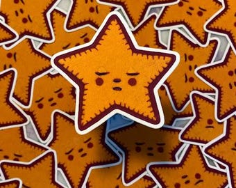 Sleepy Star Patch Sticker: Cottagecore Fairy Art