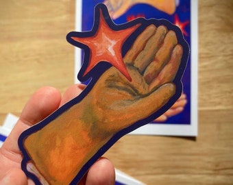 Whimsigoth Star Sticker: Fairy Core Reaching Hand Art