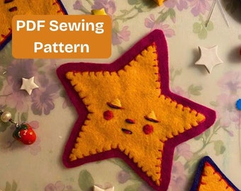 Sleepy Star Felt Ornament Sewing Pattern: Whimsical Christmas Craft (PDF Pattern)