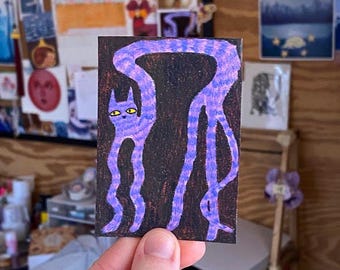 Funky "Juniper" Cat Sticker | Whimsy Art Decoration, Whimsigoth Gift, Journal Decor