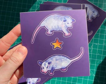 Bestie Opossum Sticker Sheet | Whimsy Critter Stickers, Waterproof