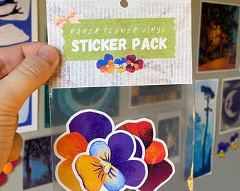 Cottagecore Paper Flower Vinyl Sticker Pack: Whimsical Art