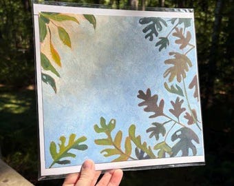 Original Oil Painting "June" 2026 Artwork | Wall Decor, Oak Leaves, 8 x 8 inch