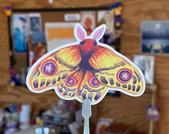 Emperor Moth Whimsy Sticker | Waterproof vinyl stickers, Cottagecore moth artwork, Nature lover gift