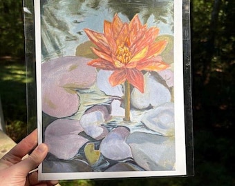 Original Oil Painting "Lily in Graham No. 1" | 7.5 x 10.1 inch Artwork, Wall Decor, Waterlily