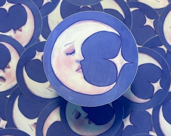 Blue Moon Fairy Sticker | Whimsigoth Cottagecore Art, Journal Supplies (3'' Vinyl)