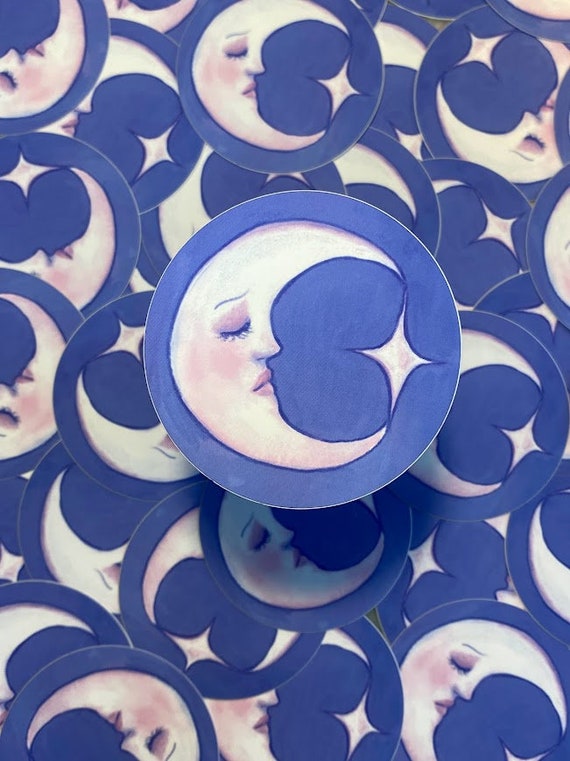 Moon Sticker | Whimsigoth Cottagecore Art Sticker, Journal Scrapbooking Supplies, Unique Fairy Core Gift, Aesthetic Unique Art
