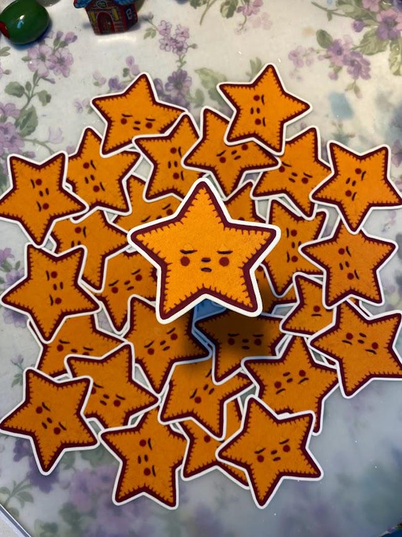 Sleepy Star Patch Sticker: Cottagecore Fairy Art image 1