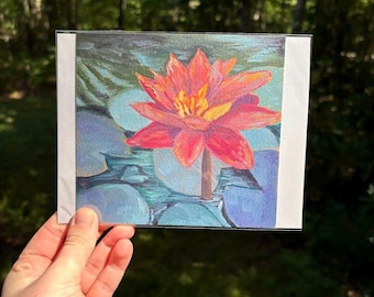 Original Oil Painting "Lily in Graham No. 2" | Waterlily Artwork, Wall Art, 5.5 x 5 inch